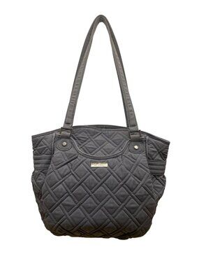 Vera Bradley Women’s Gray Quilted Nylon Zip Closure Double Strap Shoulder Bag